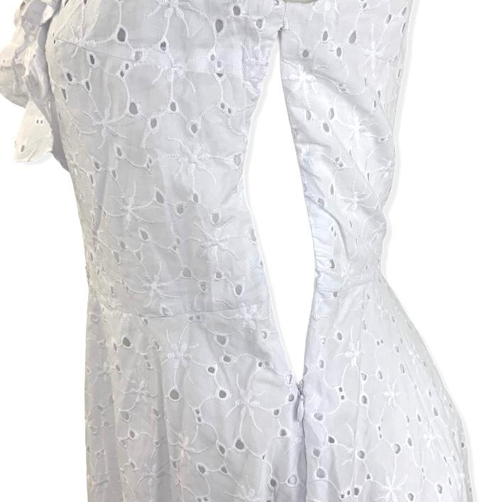 Women's Dress White Eyelet Sleeveless Asymmetric Hem