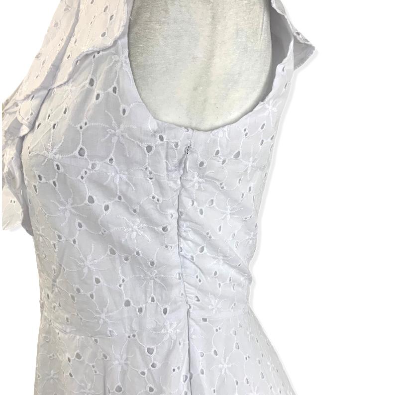 Women's Dress White Eyelet Sleeveless Asymmetric Hem