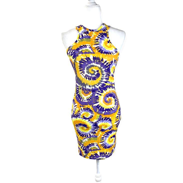 Printed Tie Dye Mini Bodycon Women's Dress