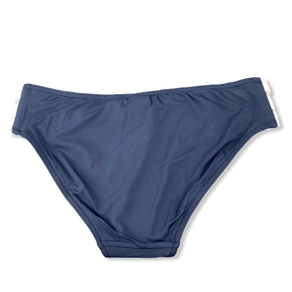 Indigo/White Hipster Multi Strap Bikini Bottom Size 6 Women's Swimwear