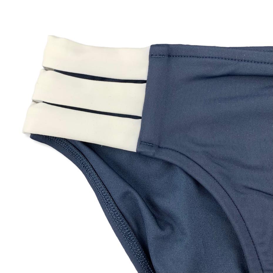 Indigo/White Hipster Multi Strap Bikini Bottom Size 6 Women's Swimwear