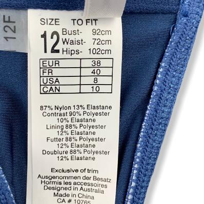 Blue Denim/White Bikini Top Size 8 Adjustable Strap Women's Swimwear