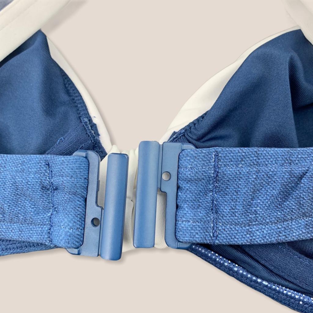 Blue Denim/White Bikini Top Size 8 Adjustable Strap Women's Swimwear