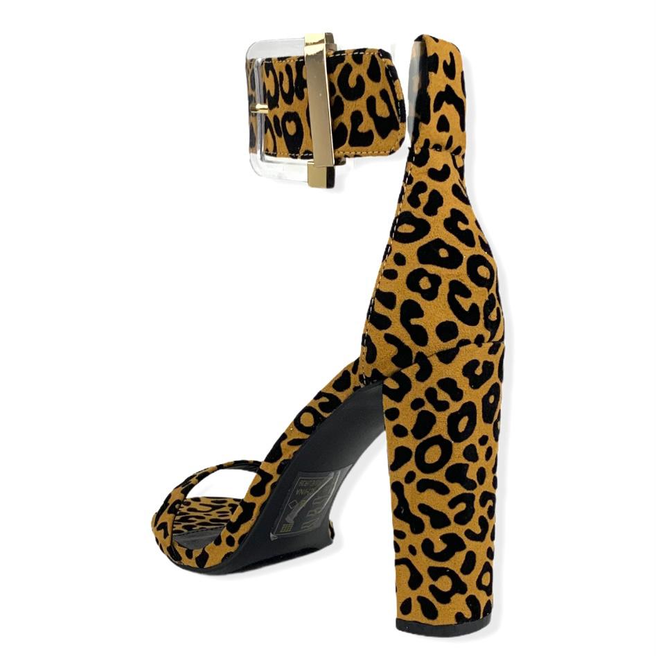 Women's Animal Print Ankle Strap Block Heels Sandals