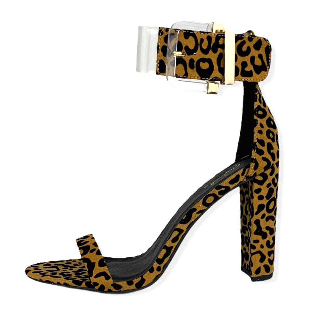 Women's Animal Print Ankle Strap Block Heels Sandals