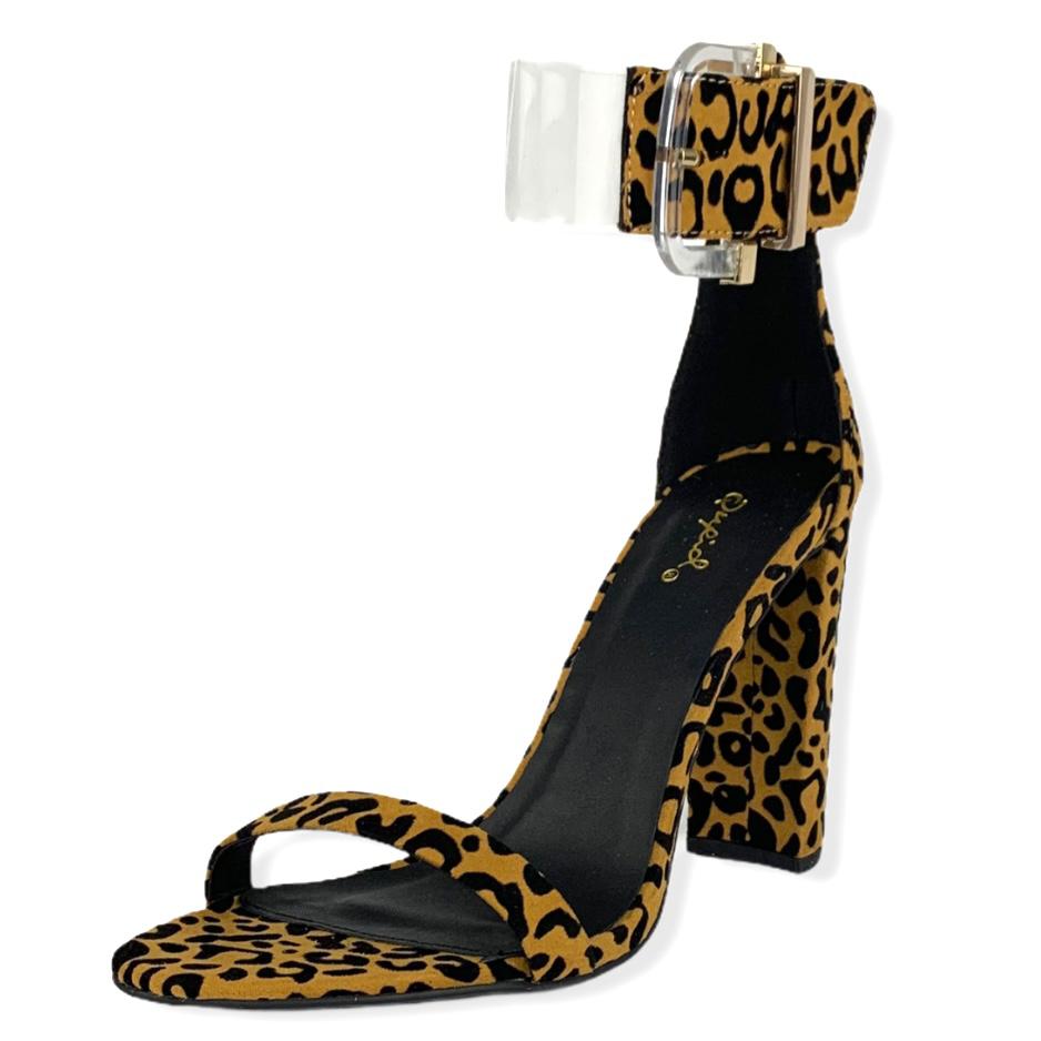 Women's Animal Print Ankle Strap Block Heels Sandals