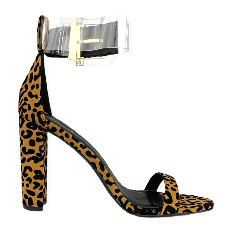 Women's Animal Print Ankle Strap Block Heels Sandals