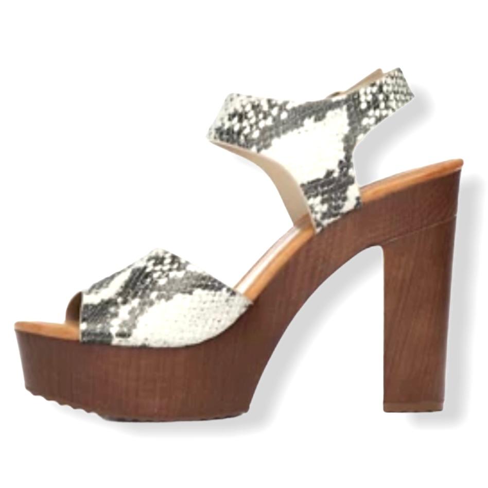 Natural Texture Keller Platform Ankle Strap Size 8M Women's Sandals