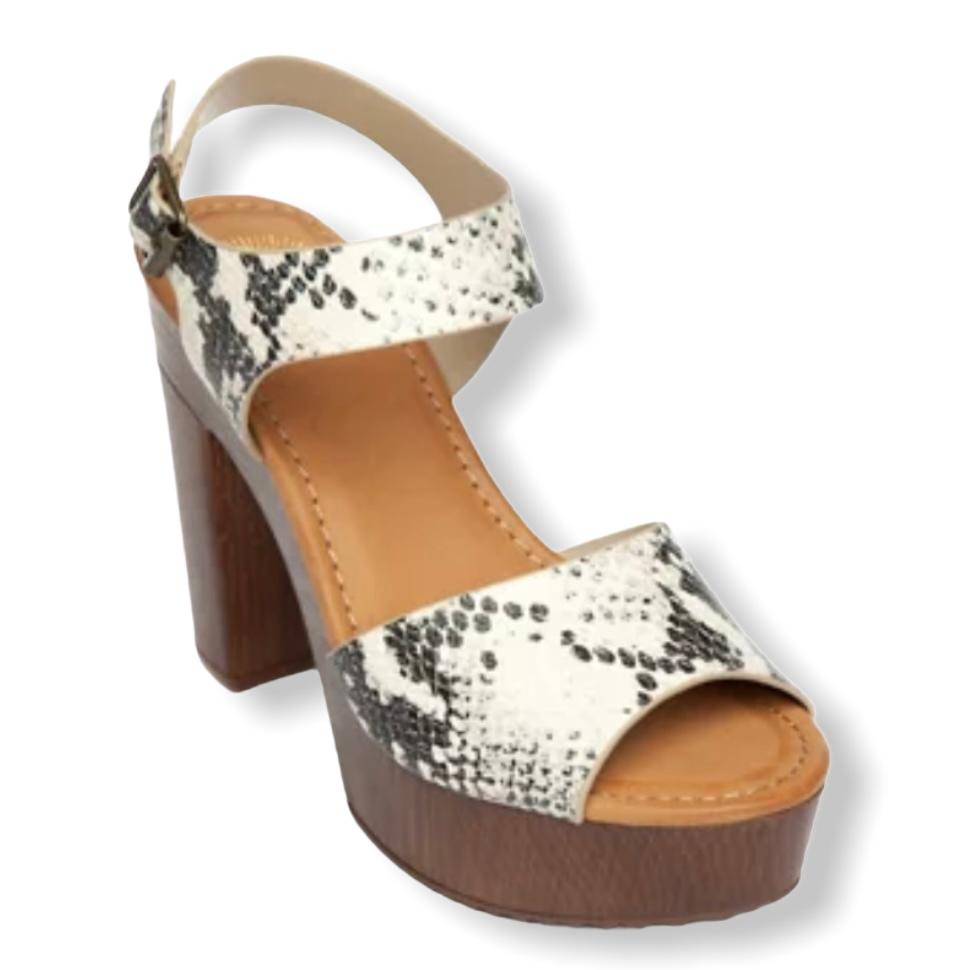 Natural Texture Keller Platform Ankle Strap Size 8M Women's Sandals