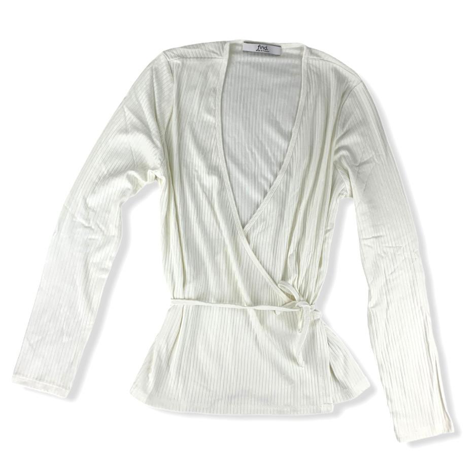 White Wrap Sweaters V-Neck Woman's Tops
