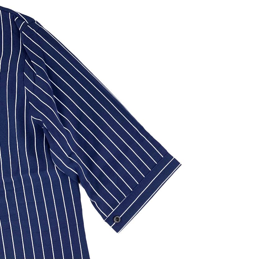 SEVEGO Women's Blouse Navy/White Striped ¾ Sleeve Plus Size Top