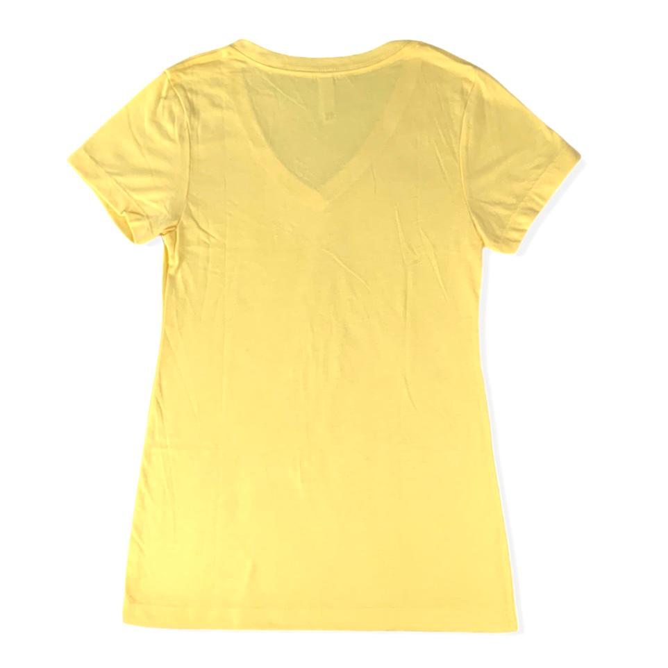 Yellow Size XS V-Neck Top short Sleeve Women's T-Shirt