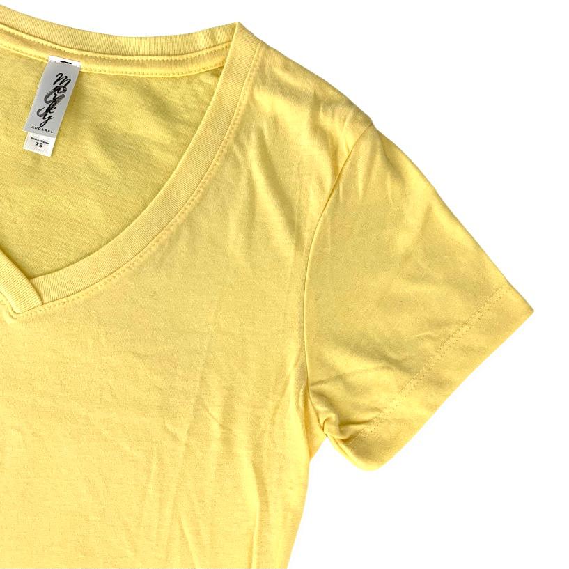 Yellow Size XS V-Neck Top short Sleeve Women's T-Shirt