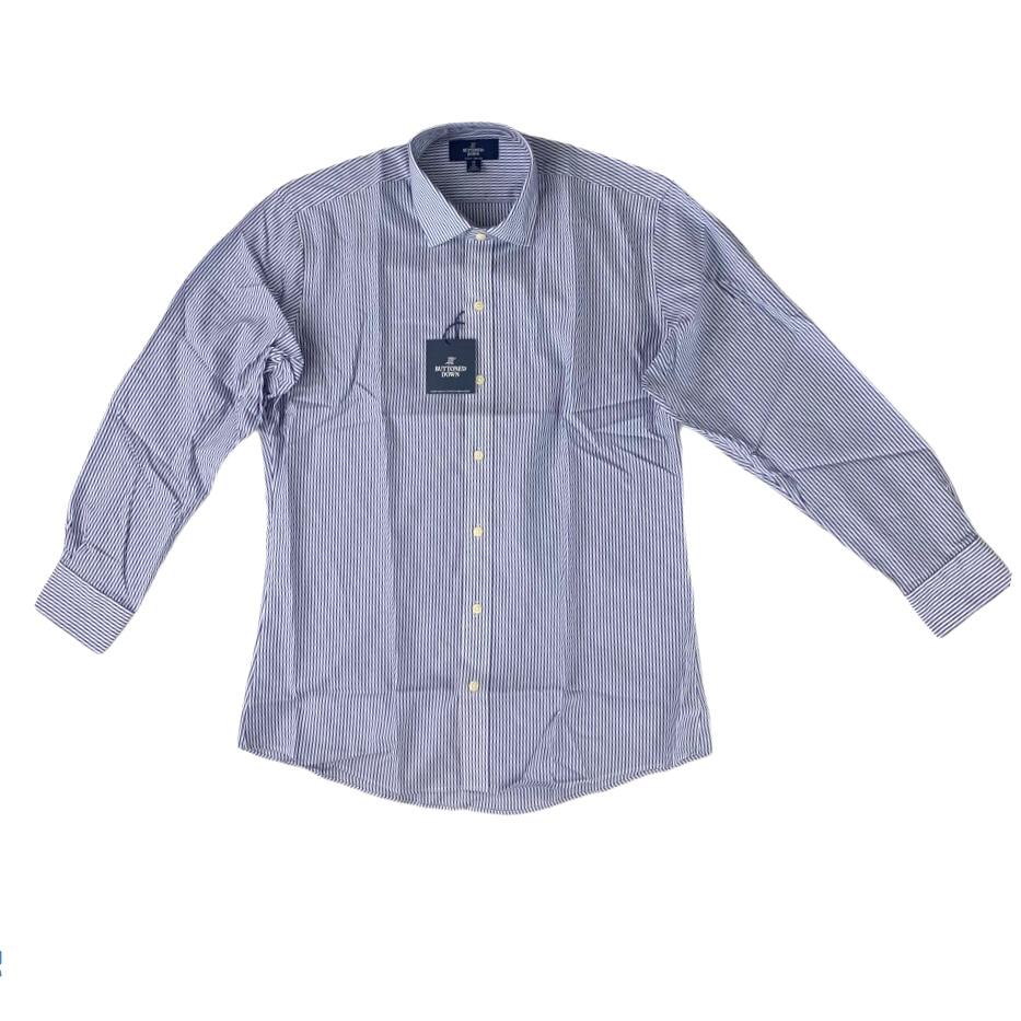Blue/White Stripe Long Sleeve Button-Up Size 16"x32" Men's Shirts