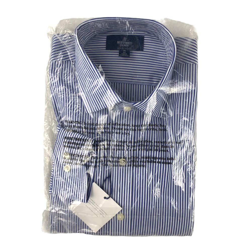 Blue/White Stripe Long Sleeve Button-Up Size 16"x32" Men's Shirts