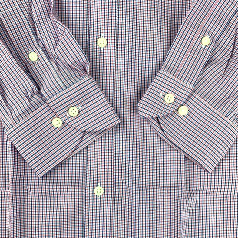Pink/Blue/Red Plaid Long Sleeve Slim-Fit Button Up Size 17½"x35" Men's Shirt