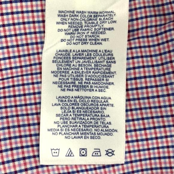 Pink/Blue/Red Plaid Long Sleeve Slim-Fit Button Up Size 17½"x35" Men's Shirt