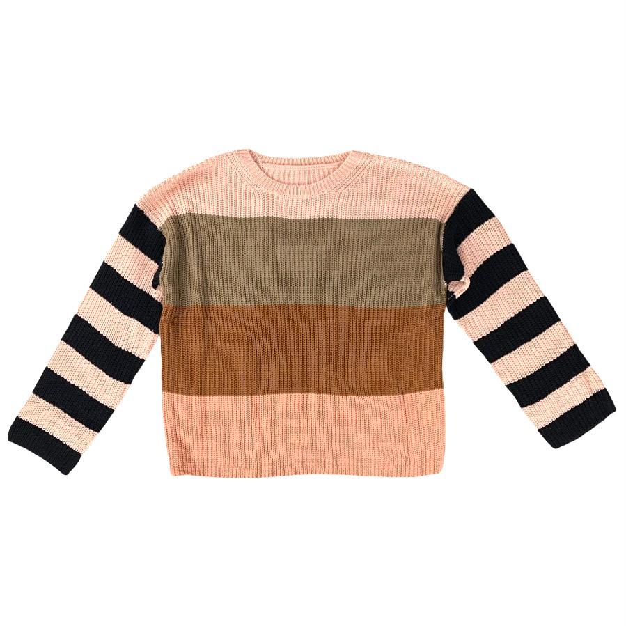 Knit Crew Neck Long Sleeve Size XL Striped Women's Sweaters