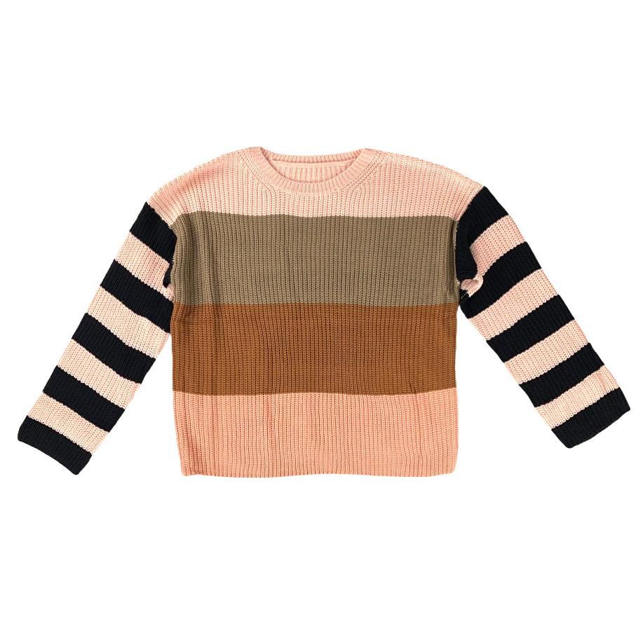 Knit Crew Neck Long Sleeve Size XL Striped Women's Sweaters