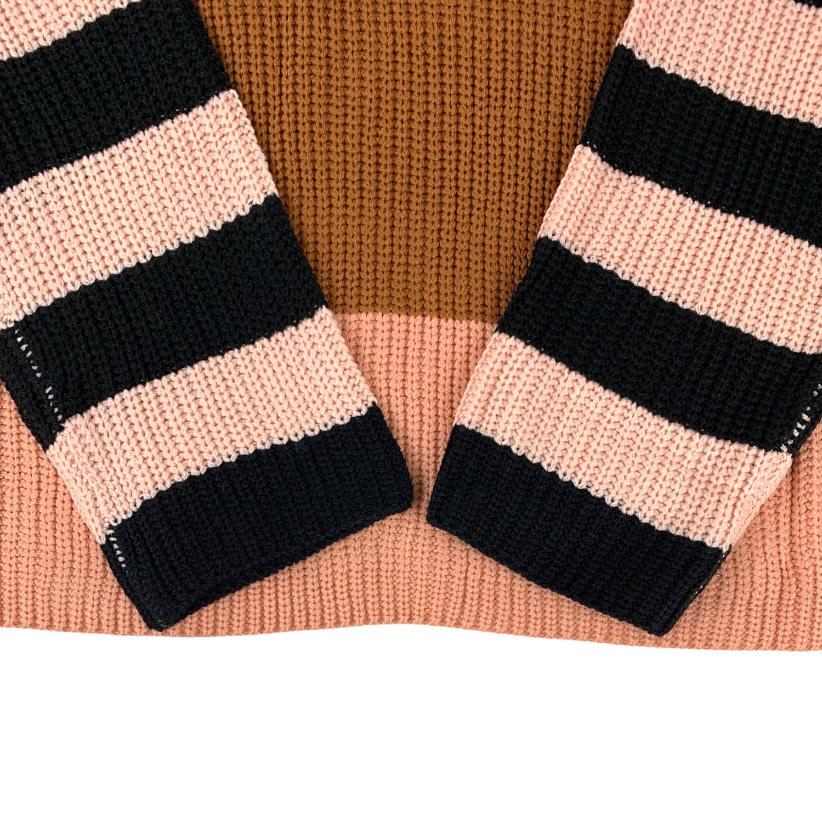Knit Crew Neck Long Sleeve Size XL Striped Women's Sweaters