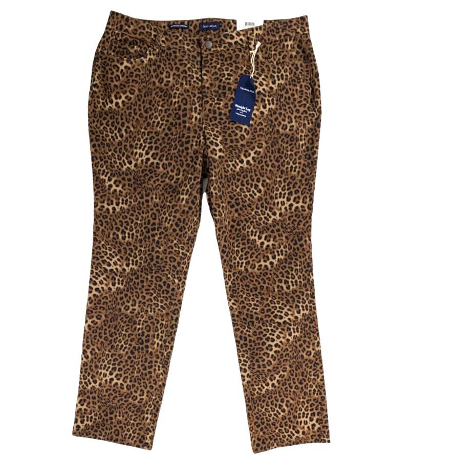 Animal Print Pant Plus Size 18W Stretch Straight Leg Women's Jeans