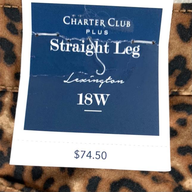 Animal Print Pant Plus Size 18W Stretch Straight Leg Women's Jeans