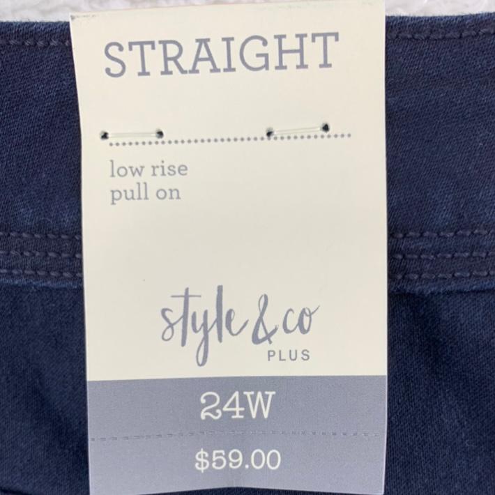 Straight Leg Dark Blue Plus Size 24W Women's Jeans