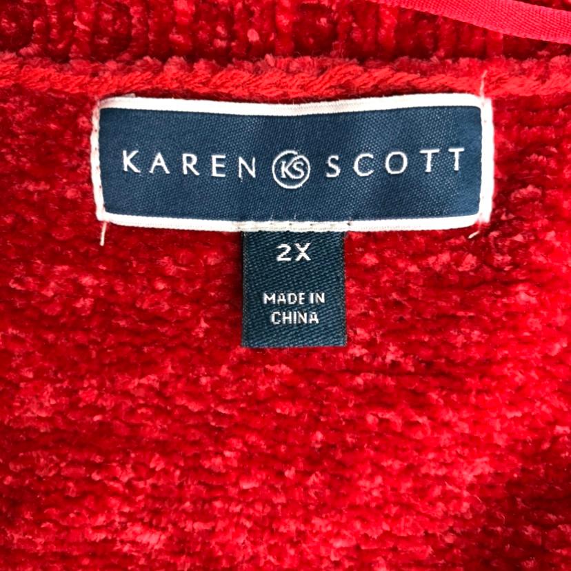 Haute Red Chenille V-Neck Plus Size 2X Long Sleeve Women's Sweaters