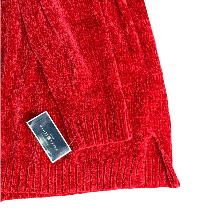 Haute Red Chenille V-Neck Plus Size 2X Long Sleeve Women's Sweaters