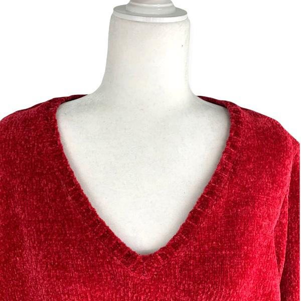 Haute Red Chenille V-Neck Plus Size 2X Long Sleeve Women's Sweaters