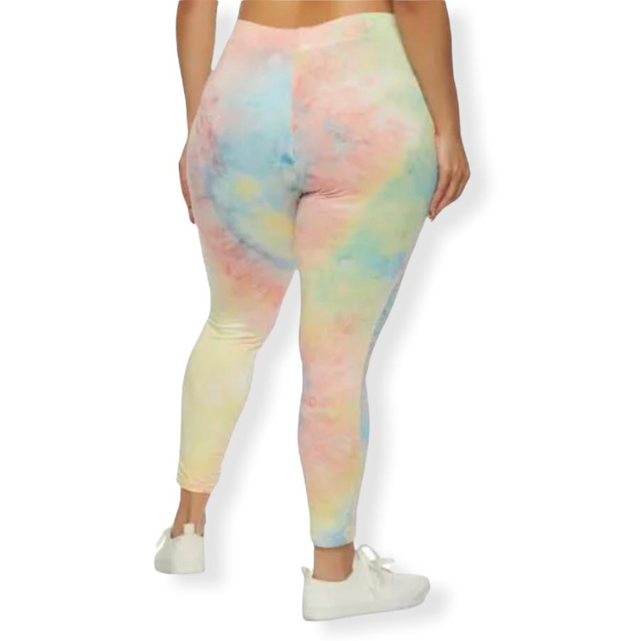 Tye Dye Multicolor High Waisted Plus Size 2X Women's Leggings