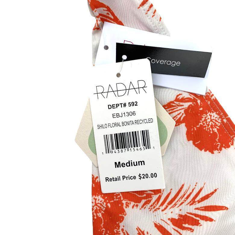 Orange/White Floral Print Bikini Top/Bottom Size M Women's Swimwear