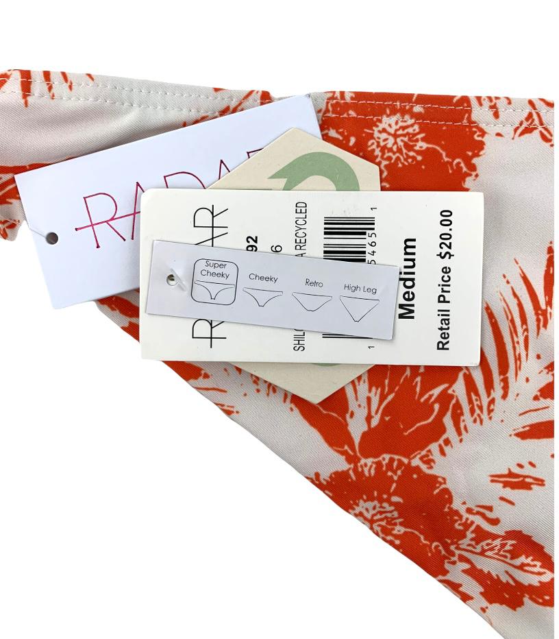 Orange/White Floral Print Bikini Top/Bottom Size M Women's Swimwear