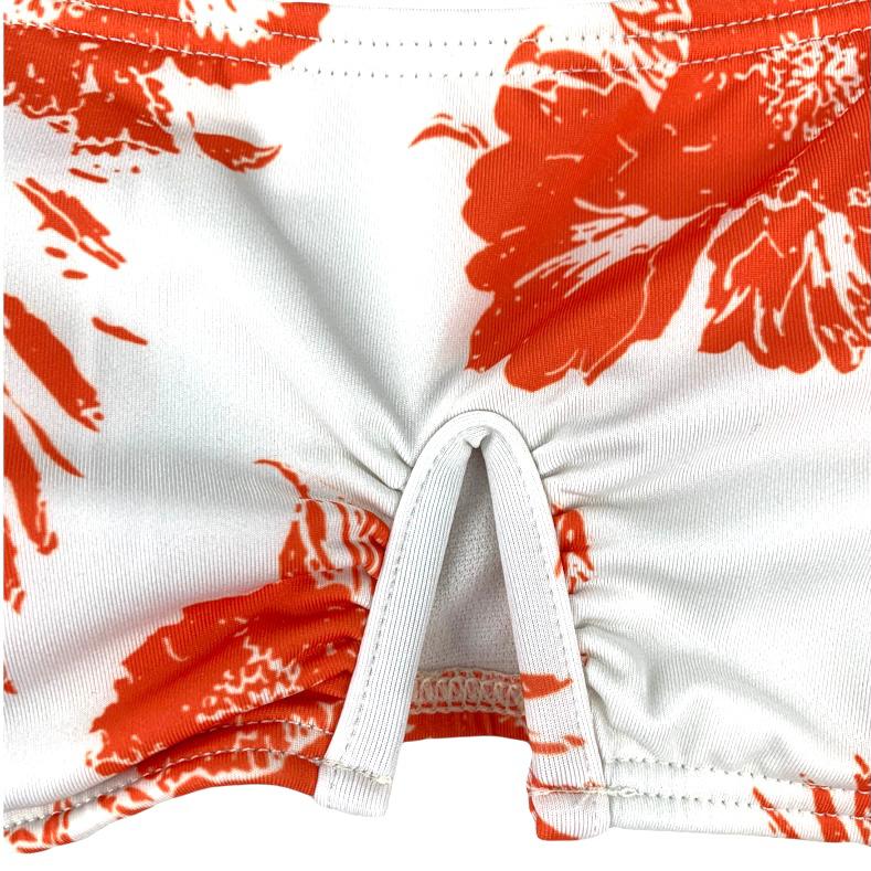 Orange/White Floral Print Bikini Top/Bottom Size M Women's Swimwear