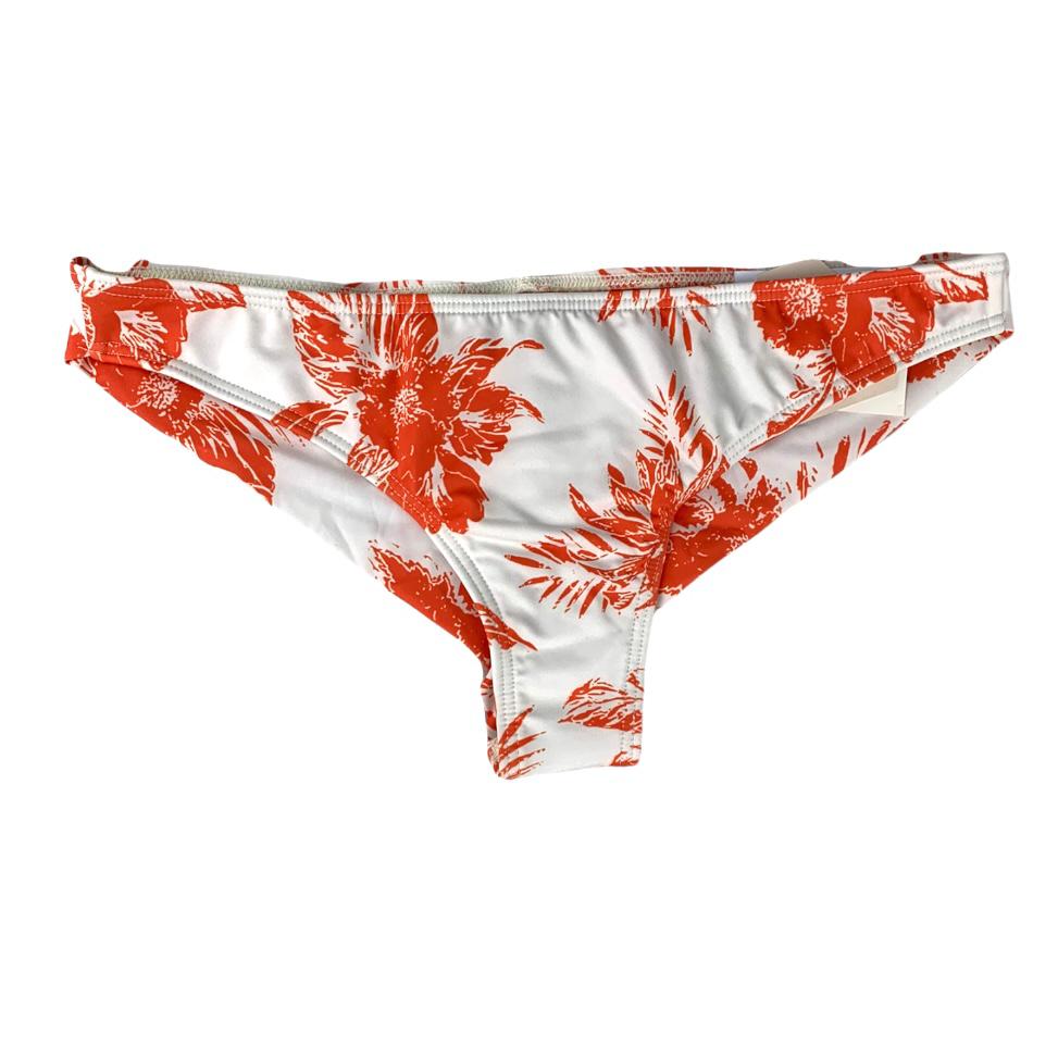 Orange/White Floral Print Bikini Top/Bottom Size M Women's Swimwear