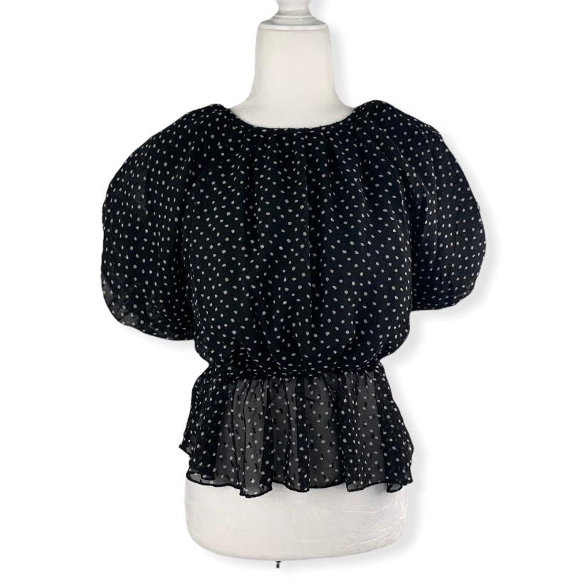 Women's Top Puff Sleeve Crew Neck Blouse