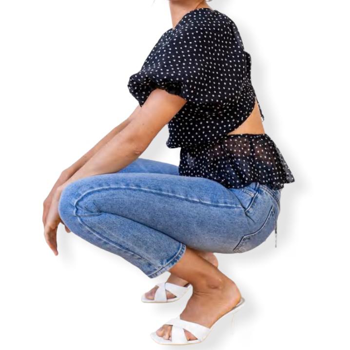 Women's Top Puff Sleeve Crew Neck Blouse
