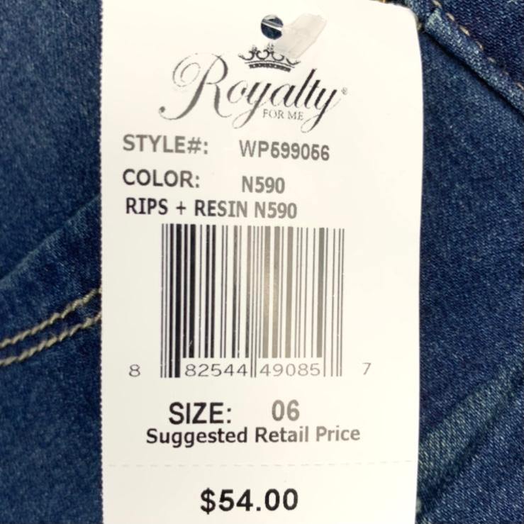 Blue Denim Distressed Slim Fit Size 6 Stretch Women's Ankle Jeans
