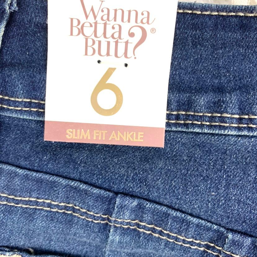 Blue Denim Distressed Slim Fit Size 6 Stretch Women's Ankle Jeans