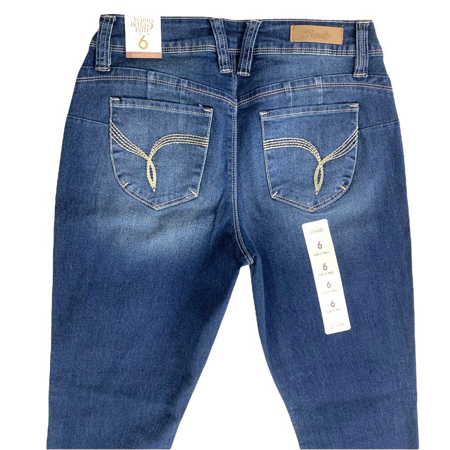 Blue Denim Distressed Slim Fit Size 6 Stretch Women's Ankle Jeans
