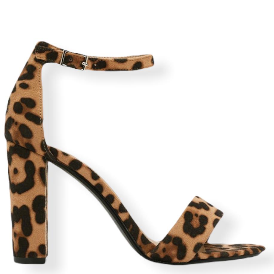 Animal Print Faux Suede Block Heel Open Toe Size 7 Women's Sandals