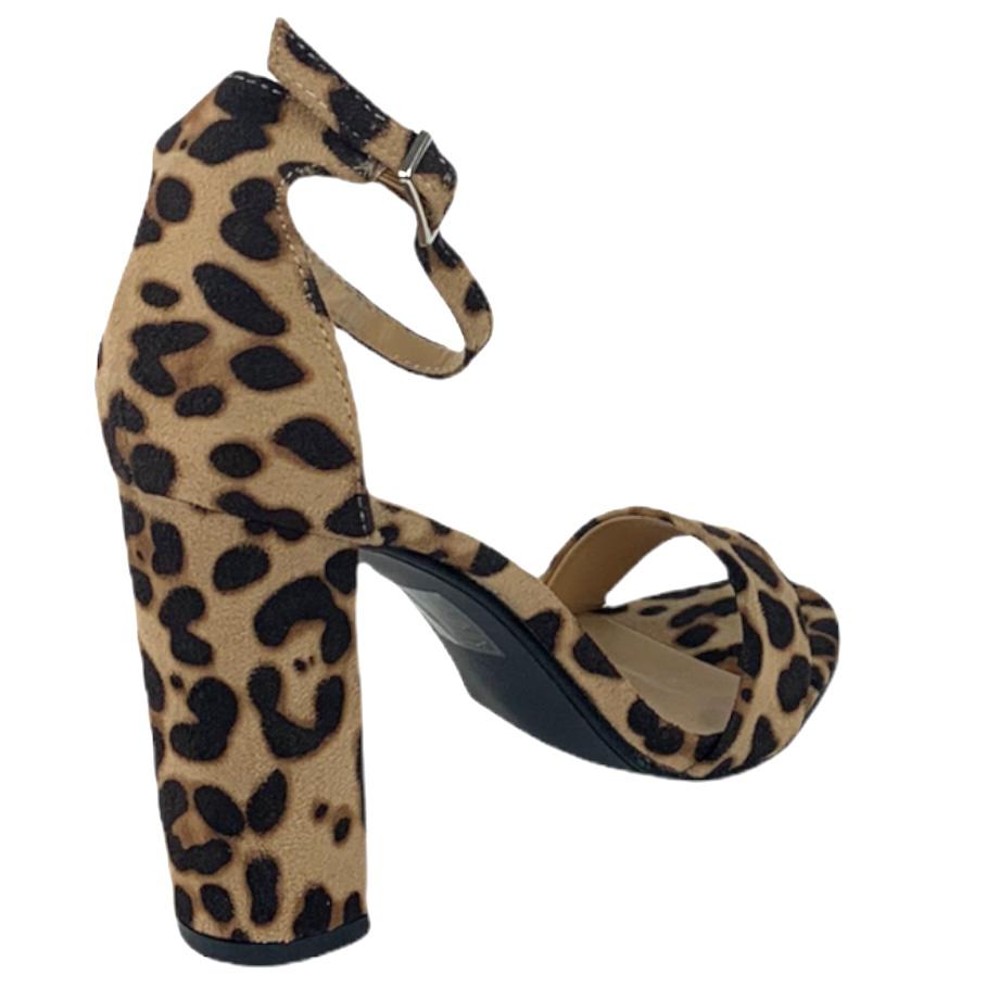 Animal Print Faux Suede Block Heel Open Toe Size 7 Women's Sandals