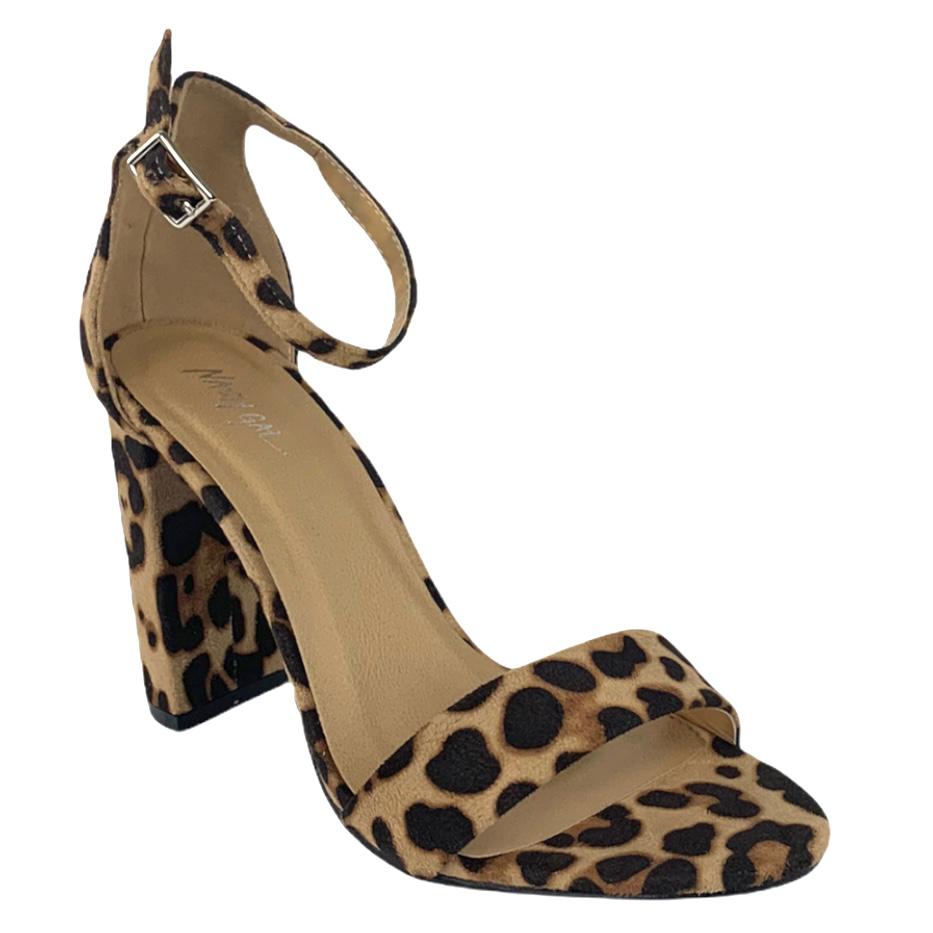 Animal Print Faux Suede Block Heel Open Toe Size 7 Women's Sandals