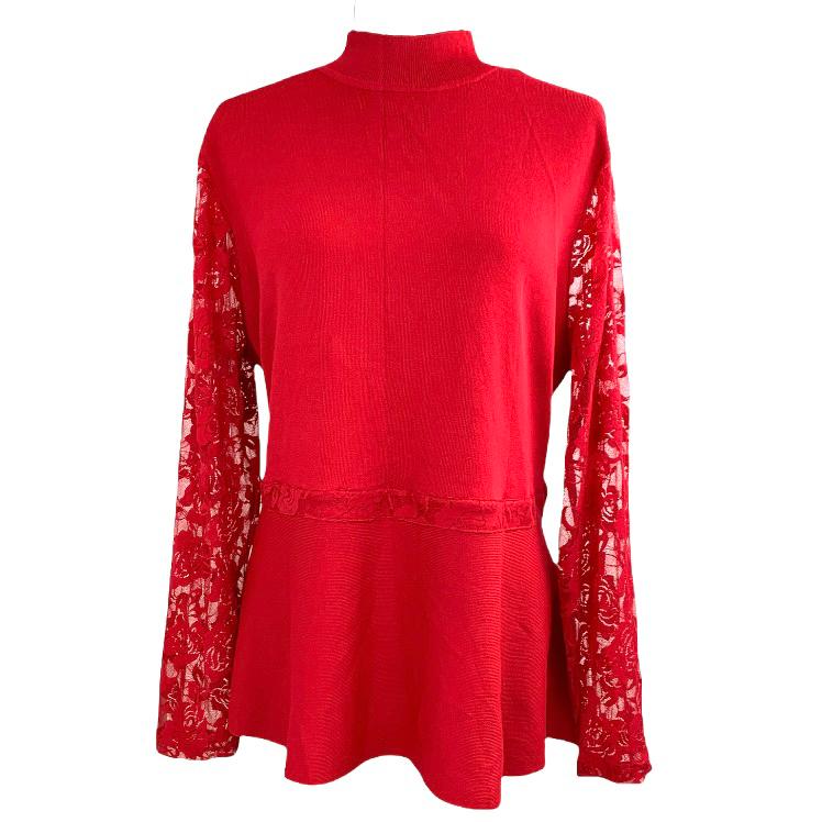 Plus Size Lace Peplum Sweaters Women's Top