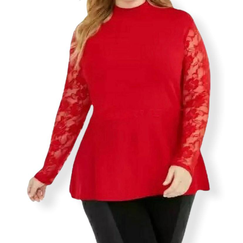 Plus Size Lace Peplum Sweaters Women's Top