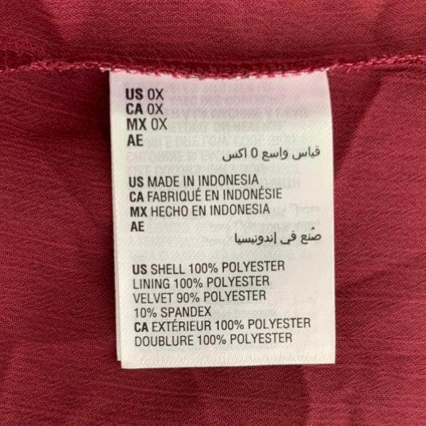 Plus Size 0X Velvet-Trim Malbec Red Shimmer Women's Blouses