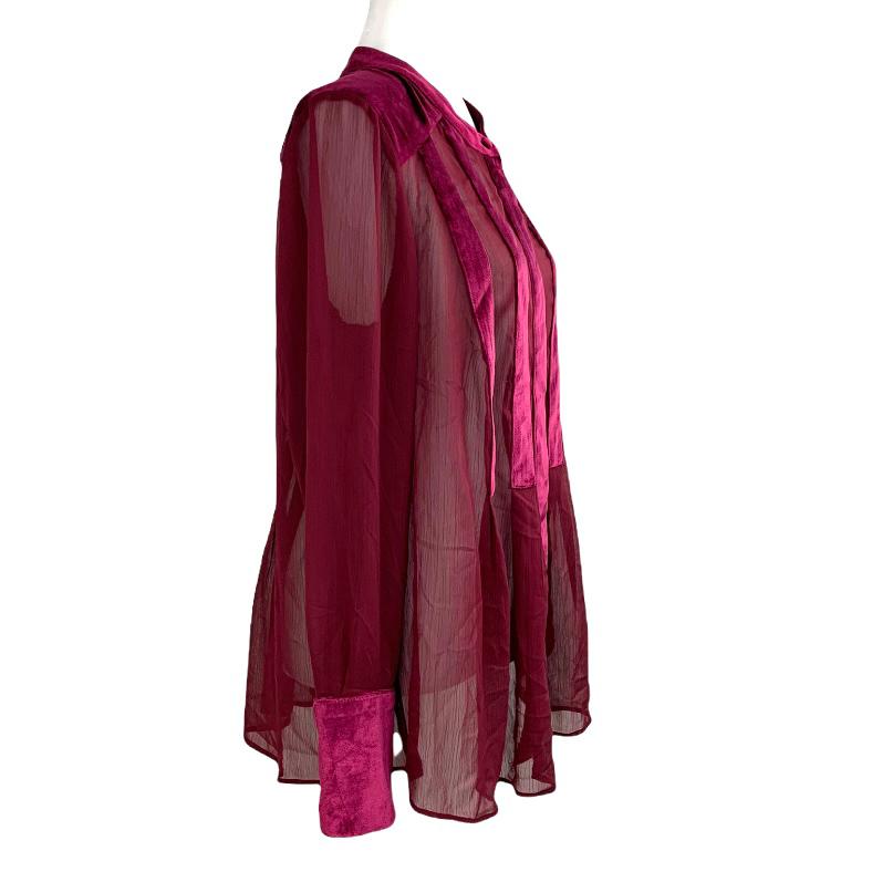 Plus Size 0X Velvet-Trim Malbec Red Shimmer Women's Blouses