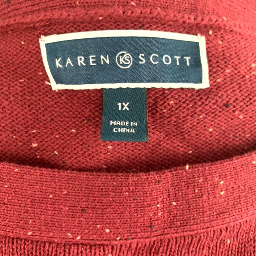 Curved Hem Tunic Merlot Red Top Plus Size 1X Women's Sweaters
