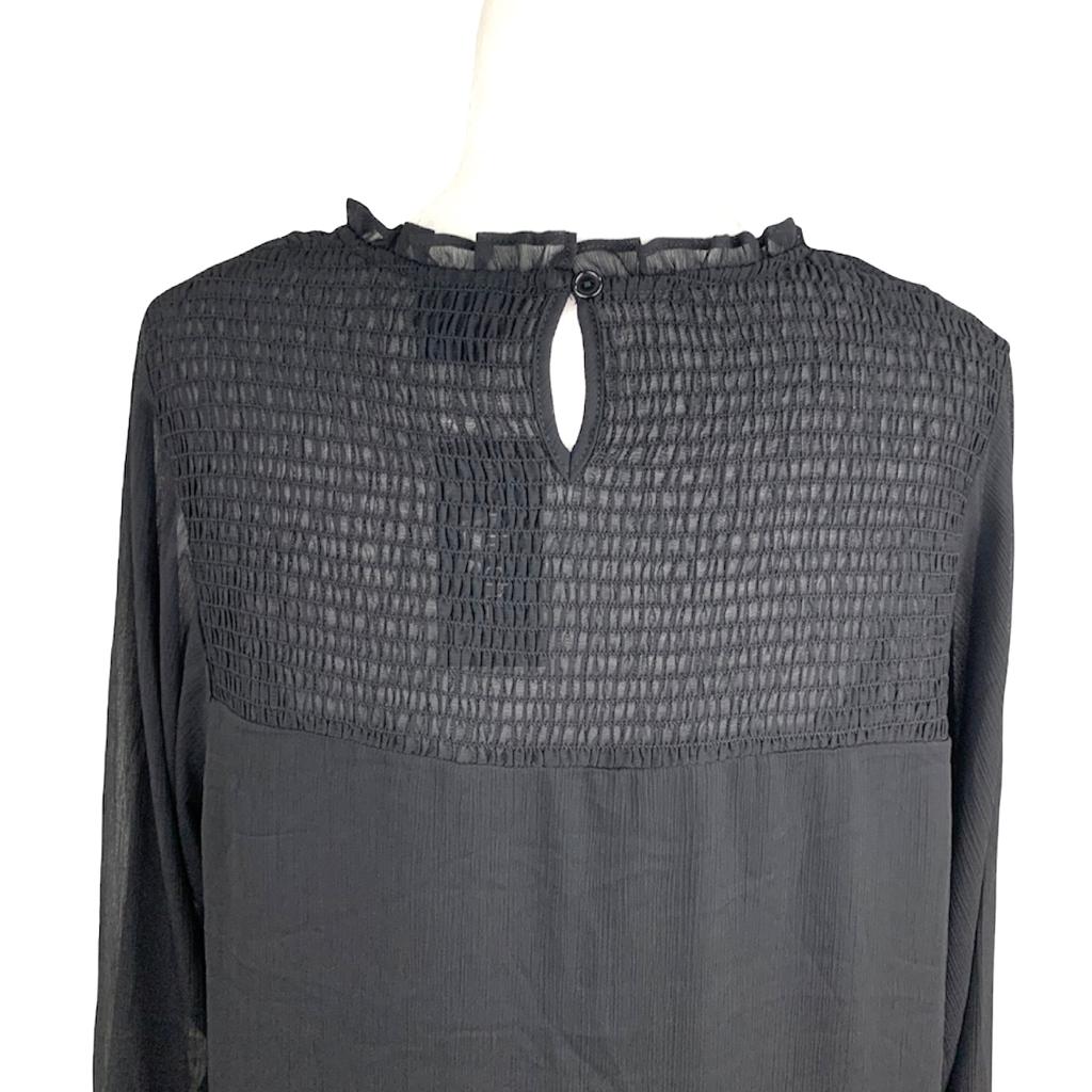Softly Smocked Black Size 16 Women's Dress