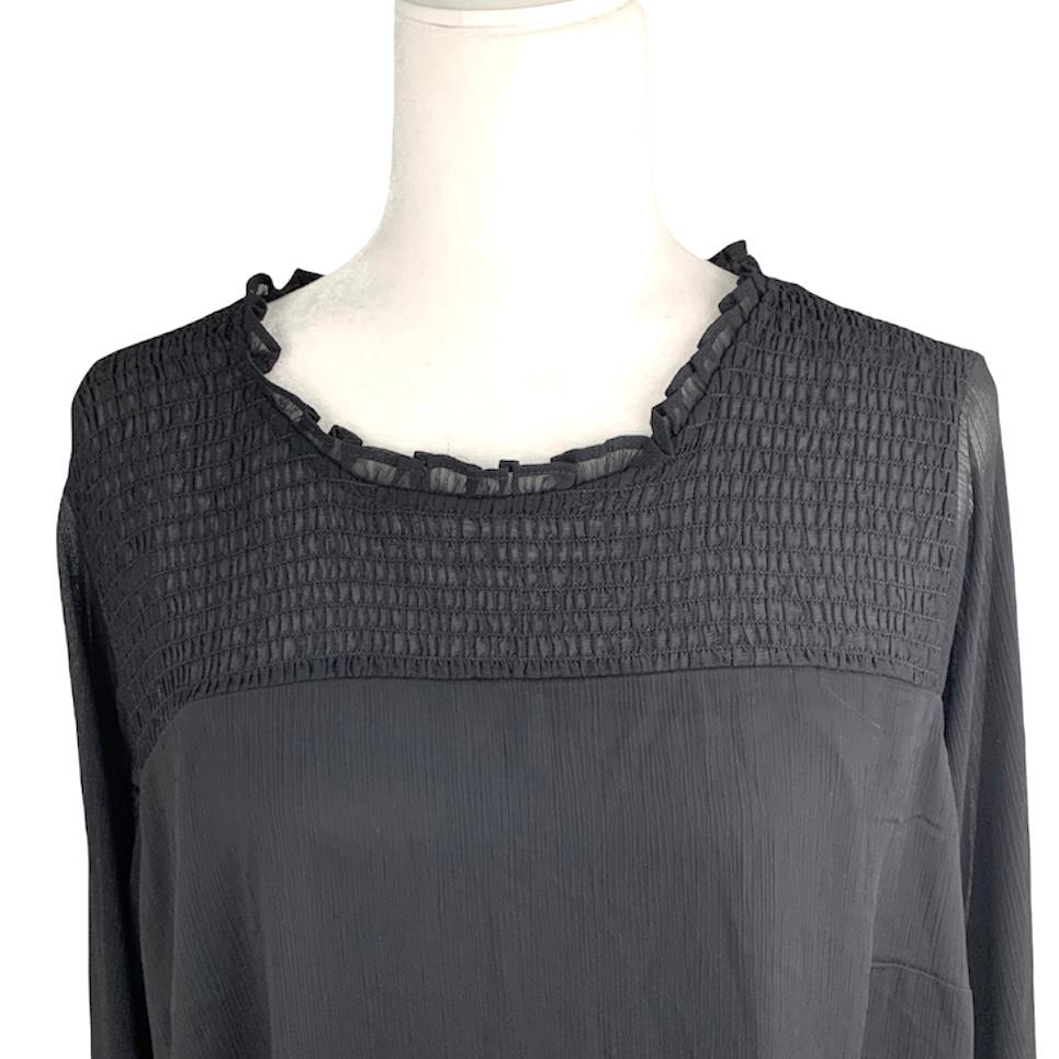 Softly Smocked Black Size 16 Women's Dress
